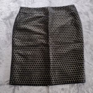 Ann Taylor Women Black Gold Pencil Skirt Mini 12 Lined NWT